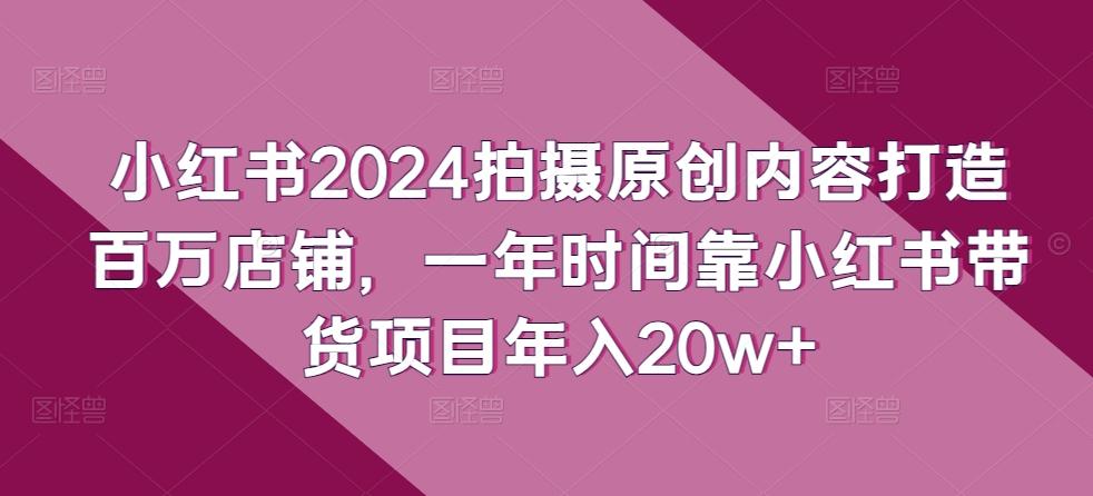 小红书2024拍摄原创内容打造百万店铺，一年时间靠小红书带货项目年入20w+-Z网创