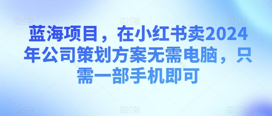 蓝海项目，在小红书卖2024年公司策划方案无需电脑，只需一部手机即可-Z网创