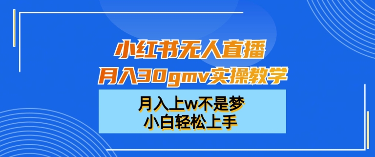 小红书无人直播月入30gmv实操教学，月入上w不是梦，小白轻松上手【揭秘】-Z网创