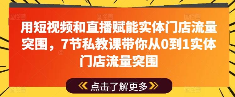 用短视频和直播赋能实体门店流量突围,7节私教课带你从0到1实体门店流量突围-Z网创
