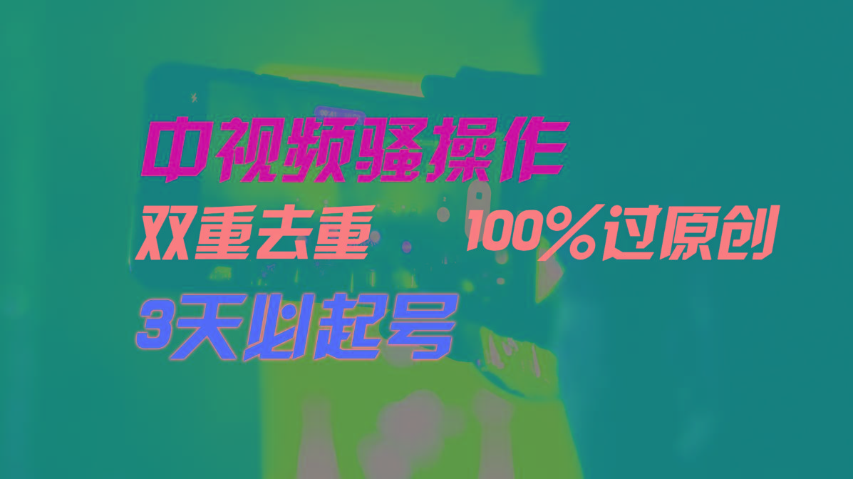 中视频骚操作，双重去重100%过原创，3天比必起号，简单无脑，月入3W+-Z网创