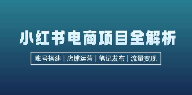 小红书电商项目全解析，包括账号搭建、店铺运营、笔记发布  实现流量变现-Z网创