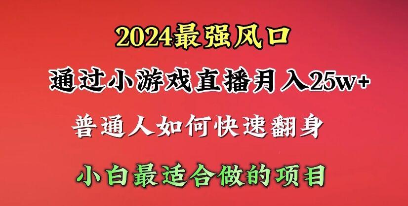 (10020期)2024年最强风口，通过小游戏直播月入25w+单日收益5000+小白最适合做的项目-Z网创