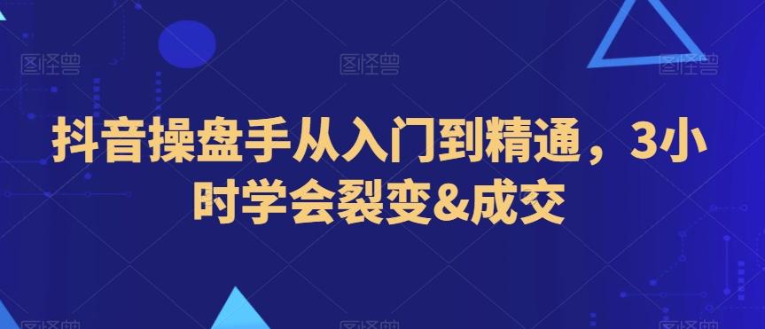 抖音操盘手从入门到精通，3小时学会裂变&成交-Z网创