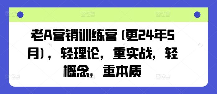老A营销训练营(更24年6月)，轻理论，重实战，轻概念，重本质-Z网创