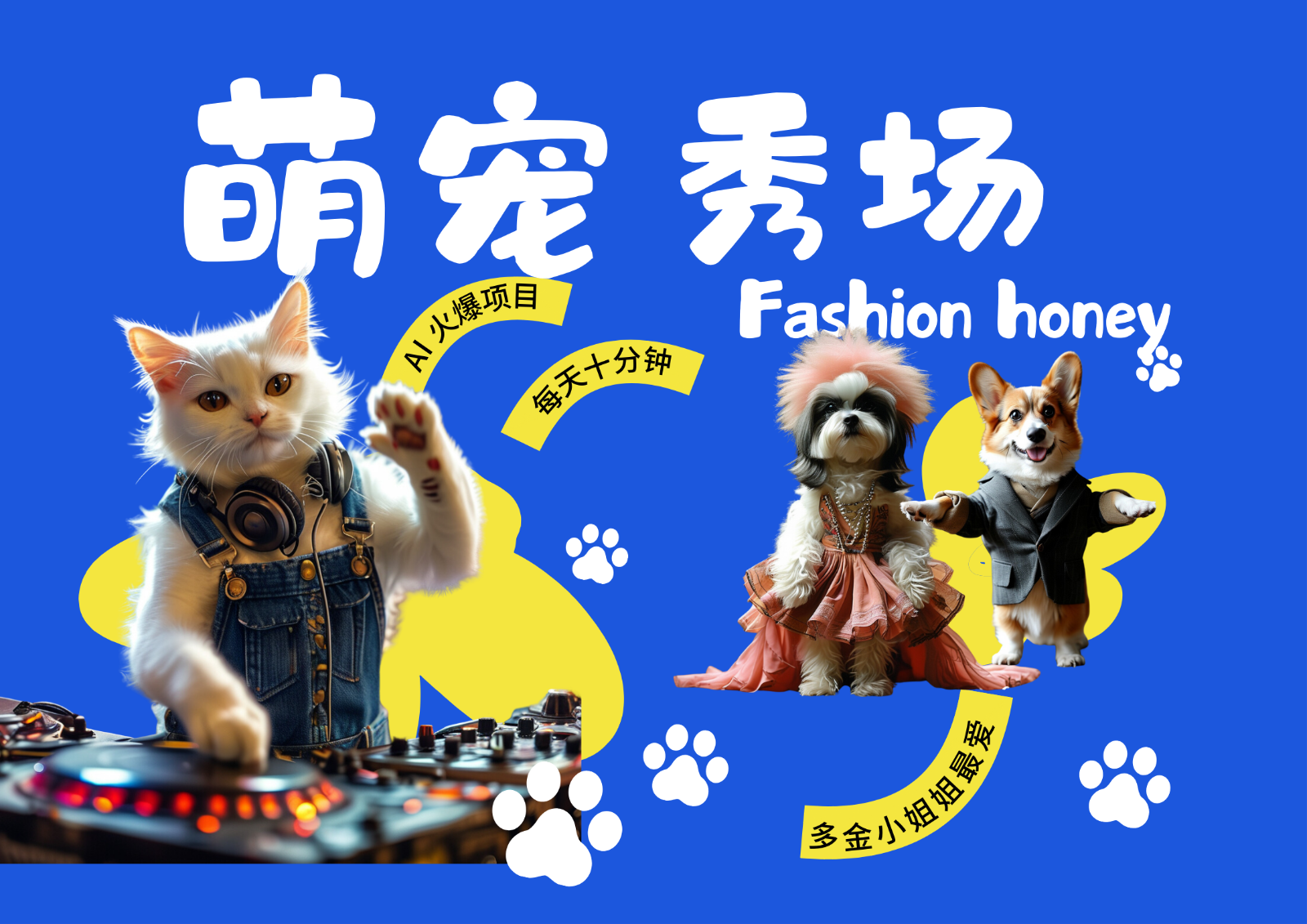 酷飒动物跳舞走秀 时尚喵FASHION汪 多金小姐姐最爱的 轻松月入破W-Z网创