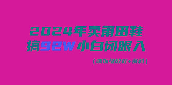 (9329期)2024年卖莆田鞋，搞了92W，小白闭眼操作！-Z网创