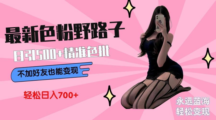 最新色粉变现野路子，日引500+老色批 可不加好友直接变现 小白轻松日入700+-Z网创