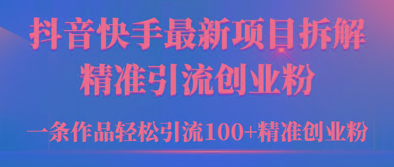 (9447期)2024年抖音快手最新项目拆解视频引流创业粉，一天轻松引流精准创业粉100+-Z网创
