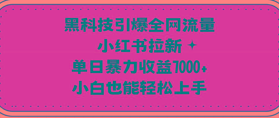 (9679期)黑科技引爆全网流量小红书拉新，单日暴力收益7000+，小白也能轻松上手-Z网创