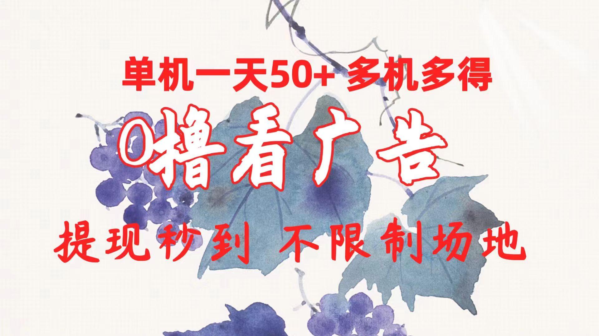 0撸看广告 单机一天50+多机多得 提现秒到 不限制场地操作-Z网创