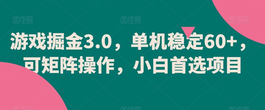 游戏掘金3.0，单机稳定60+，可矩阵操作，小白首选项目【揭秘】-Z网创