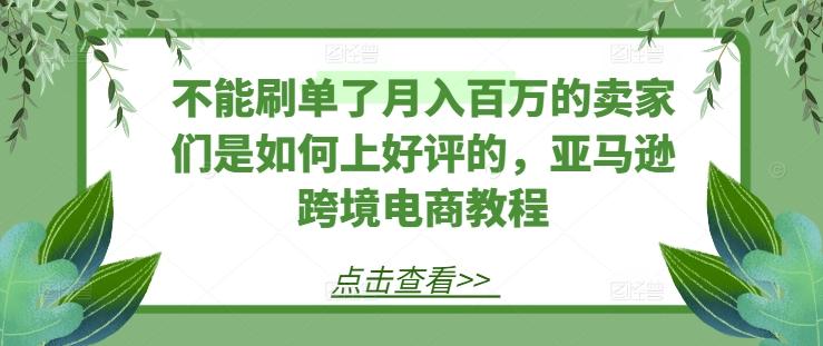 不能刷单了月入百万的卖家们是如何上好评的，亚马逊跨境电商教程-Z网创