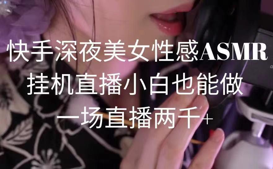 快手深夜美女性感ASMR挂机直播,小白也能做,一场直播两千+-Z网创