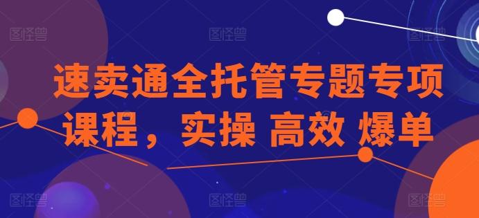 速卖通全托管专题专项课程，实操 高效 爆单-Z网创