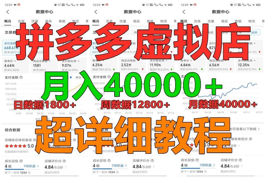 拼多多虚拟电商训练营月入40000+,全网最详细,你做你也行,暴利稳定长久-Z网创
