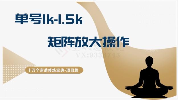 十万个富翁修炼宝典15.单号1k-1.5k，矩阵放大操作-Z网创
