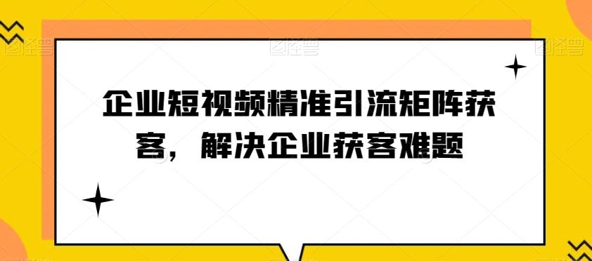 企业短视频精准引流矩阵获客，解决企业获客难题-Z网创