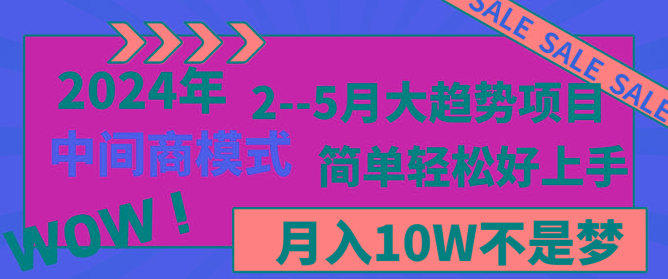 2024年2–5月大趋势项目，利用中间商模式，简单轻松好上手，轻松月入10W…-Z网创