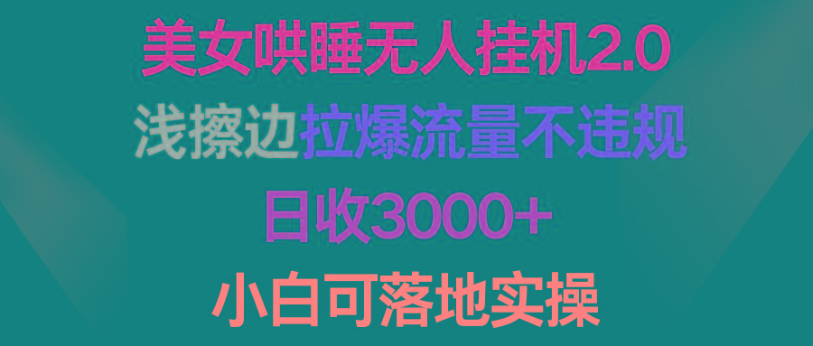 (9905期)美女哄睡无人挂机2.0，浅擦边拉爆流量不违规，日收3000+，小白可落地实操-Z网创